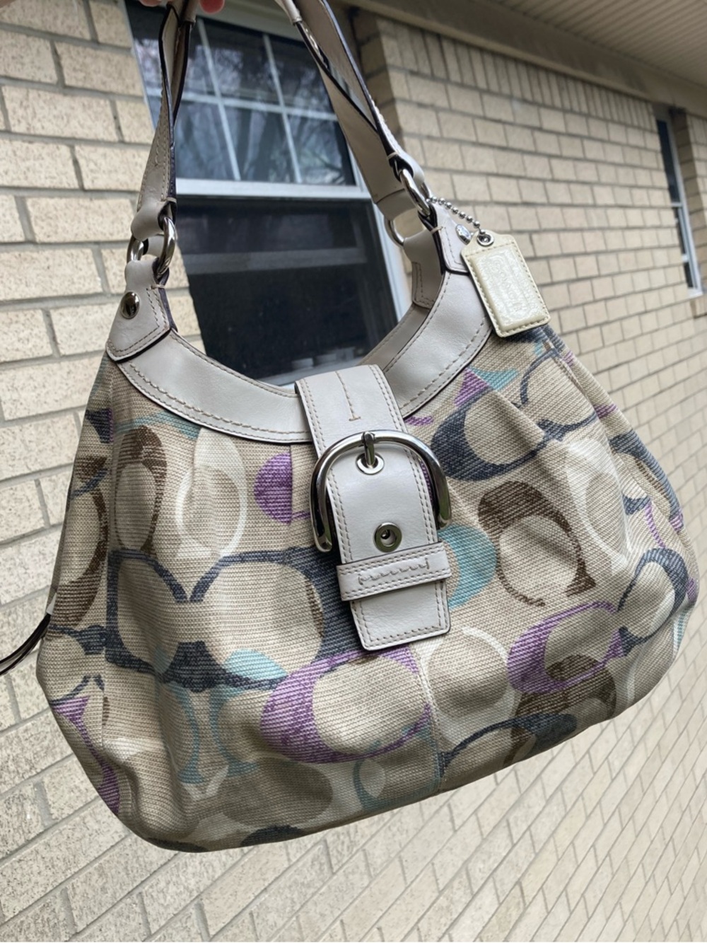 Coach Lynn Soho Large Shoulder Bag Blue Purple 3 Compartments 2011 A1193 F16592